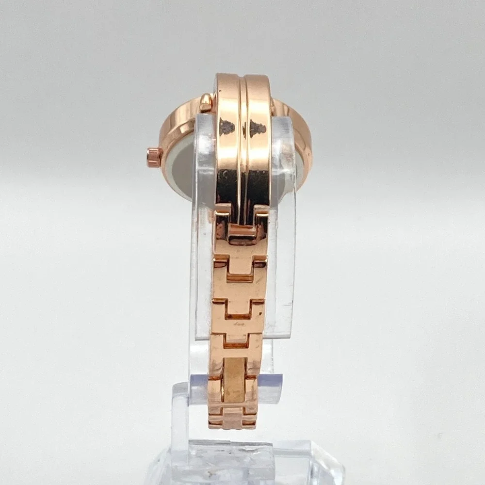 Anne Klein Women's Watch Rose Gold Tone 27mm Black Dial New Battery 6.25